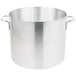 A large silver aluminum Vollrath stock pot with two handles.