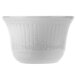 A natural cast aluminum bowl with a ribbed pattern.