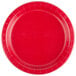 A red paper plate with a white border.