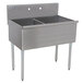 An Advance Tabco stainless steel utility sink with two compartments.