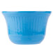 A sky blue cast aluminum bowl with a rippled design.