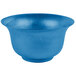 A Tablecraft sky blue cast aluminum tulip salad bowl.