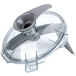 A clear plastic bowl assembly with a blade and a plastic lid for a Robot Coupe food processor.