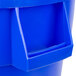 A blue Continental Huskee 32 gallon round trash can with a lid.