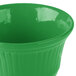 A green Tablecraft cast aluminum bowl with a rim.