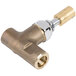 A T&S brass remote control water valve with a gold and silver handle.