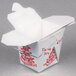 A white Fold-Pak paper take-out container with red writing.