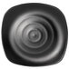 A black square Elite Global Solutions Ore melamine plate with a spiral pattern.