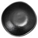 A black bowl with a smooth surface.