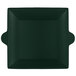 A square hunter green Tablecraft bowl with handles.