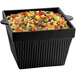 A Tablecraft black cast aluminum square bowl filled with mixed vegetables on a table in a salad bar.