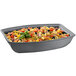 A Tablecraft granite rectangular bowl filled with salad and vegetables.