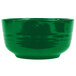 A green bowl with a white background.