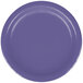 A purple paper plate with a white background.
