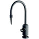 A close-up of a T&S black and gray faucet with a polypropylene handle.
