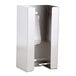 A stainless steel San Jamar disposable glove dispenser with a hole in the front.