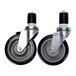 A pair of Eagle Group zinc casters with rubber wheels.