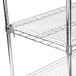 A Metro chrome wire shelving unit with two shelves.
