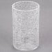 A Sterno clear crackle glass liquid candle holder with a crackle pattern.
