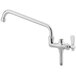 A silver Regency add-on faucet with a long curved handle.