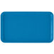 A blue rectangular plastic Cambro tray with a white border.