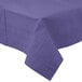 A purple Creative Converting tissue/poly table cover on a table.