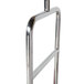 Aarco rectangular stainless steel luggage cart with clothing rail and a handle.