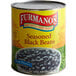 A Furmano's Seasoned Black Beans #10 can on a table.