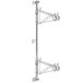 A Metro Chrome wall mount with two levels and hooks on a metal pole.