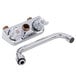 A Regency chrome wall mount bar sink faucet with a handle and an 8" swing spout.