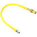 A yellow T&S gas connector hose with swivel brass fittings.