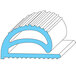 A blue and white drawing of a rubber door gasket strip for refrigeration.