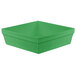 A green square Tablecraft cast aluminum bowl with a white background.