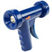 A blue plastic T&S water gun with a handle.