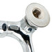 A T&S chrome pet grooming faucet with a nut on the end.
