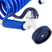 A blue coiled polyurethane hose with a metal nozzle and handle.
