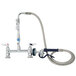 A T&S deck mount pet grooming faucet with a hose.