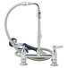 A T&S chrome pet grooming faucet with a hose and swivel adapter.