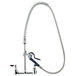A T&S chrome pet grooming faucet with a hose attached.