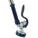 A T&S metal pet grooming faucet with a handle and hose.