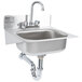 A stainless steel Eagle Group hand sink with a gooseneck faucet and drain.