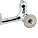 A chrome plated T&S wall mount pet grooming faucet with a single handle.
