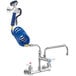 A T&S wall mount pet grooming faucet with a hose attached.