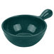 A hunter green Tablecraft soup bowl with a handle.