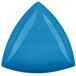 A Tablecraft sky blue triangle shaped cast aluminum display bowl.