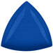 A blue triangle shaped cast aluminum display bowl.