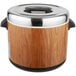 A wood and stainless steel Town sushi rice container with a woodgrain finish.