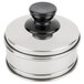 A silver stainless steel Town Dim Sum steamer cover with a black round top.