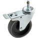 A Choice black and gray swivel castor with a metal wheel and brake.
