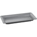 A gray rectangular Tablecraft cast aluminum tray with a handle.
